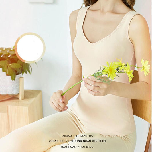 Autumn and Winter Thermal Underwear Plus Velvet Cold-proof Vest with Chest Pad One-piece Gather Bra Warm Vest No Need To Wear A Bra