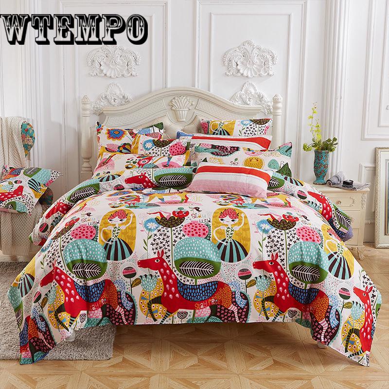 Duvet Quilt Cover Colorful Flower Reversible Soft Bedding Set Bed sheet Queen King size