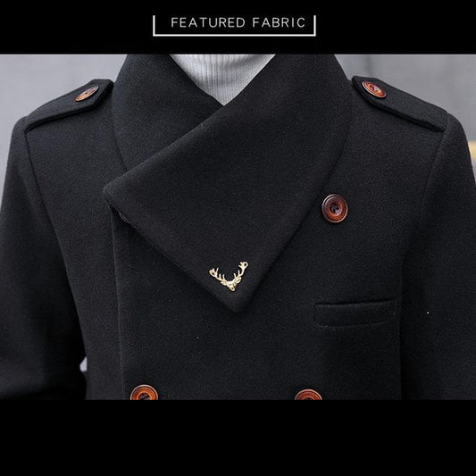 Autumn and Winter Small Windbreaker Male Korean Style Trend Personality Handsome Slim Short Coat Male Woolen Coat