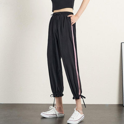 Ice Silk Wide-leg Pants Women's High Waist Drape Summer Thin Pants Women's Lantern Sports Bud Casual Pants