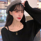 Design Sense French Niche Waist Sleeves Are Thin, Fake Two-piece Clavicle Strapless Large Size Long-sleeved Sweater Women's Blouse