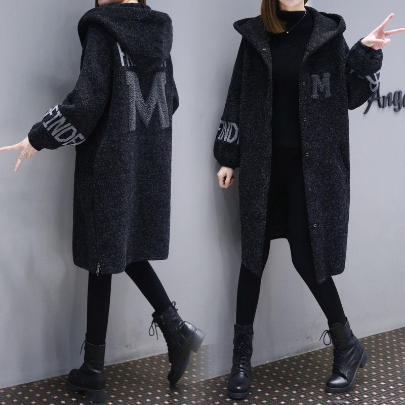 Autumn and Winter Plus Size Loose Sweater Mid-length Knitted Cardigan Jacket Jacquard Pattern Female Jacket