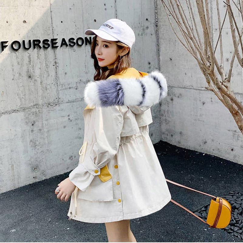 Winter Fashion Plus Velvet Women's Jacket Mid-length Large Fur Collar Thick Loose Cotton Coat Thinner Student Coat