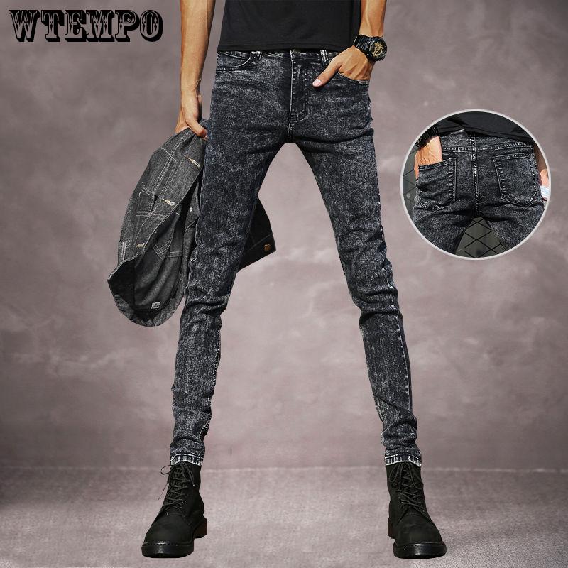 Men Clothing Ripped Skinny Jean Trousers Denim Jeans Men Straight Homme Badge