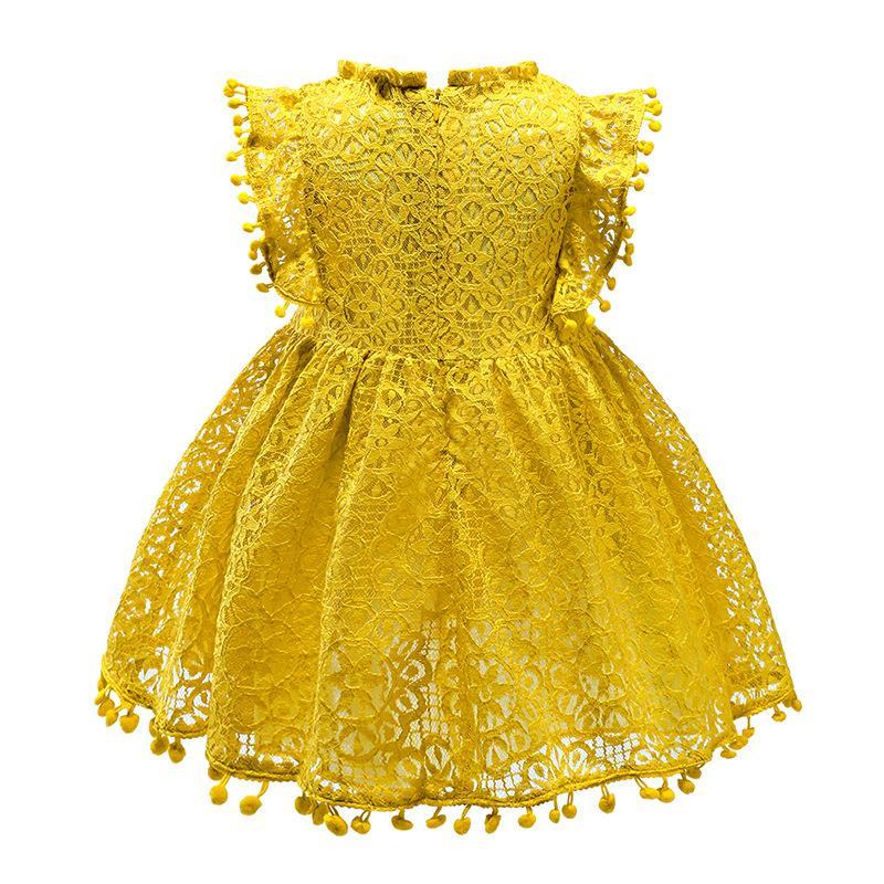Princess Dress Children's Summer Cotton Dress Girls Korean Style Lace Flying Sleeves Hollow Child