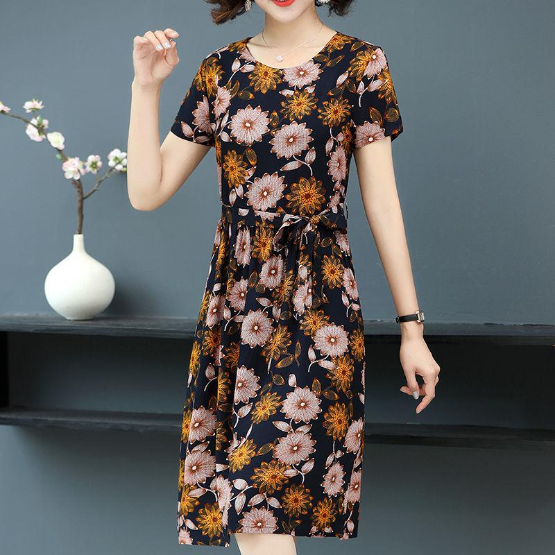 French Plus Size Dress Spring Summer  Women  New All-match Fashion Stitching Solid Color Pleated Pleated Dress