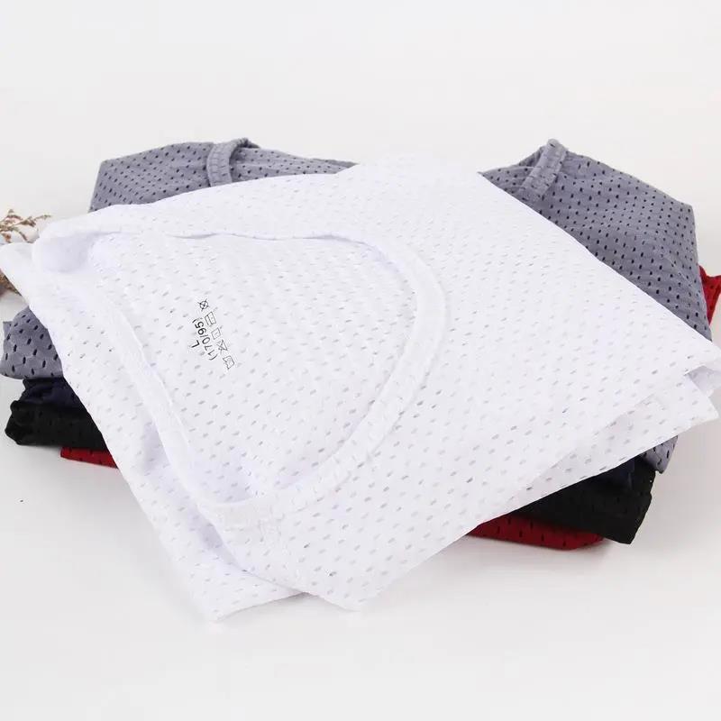 Ice Silk Mesh Quick-drying T-shirt Short-sleeved Men's Summer Hollow Mesh Breathable Sports Thin Large Size Top