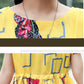 Women Ethnic Style Printed Dress Summer Loose Large Size Short-sleeved Literary Retro Waist Long Skirt
