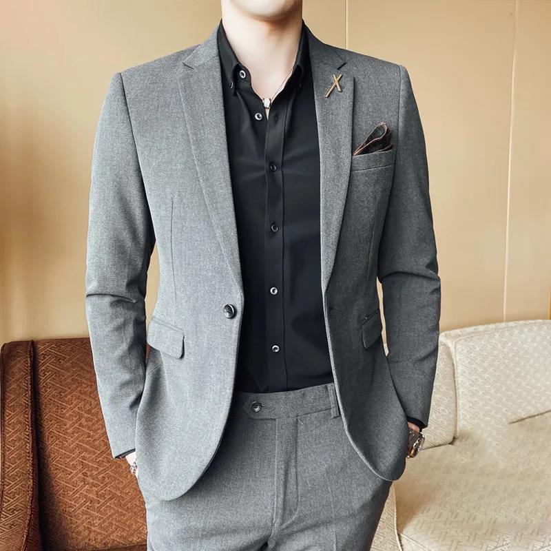 Spring and Autumn Men's Suit Business Casual Wear Youth Trend Slim Suit Groom Best Man Wedding Dress