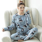 Women's Autumn and Winter Coral Velvet Thick Pajamas Flannel Plus Velvet Outer Wear Home Service Suit