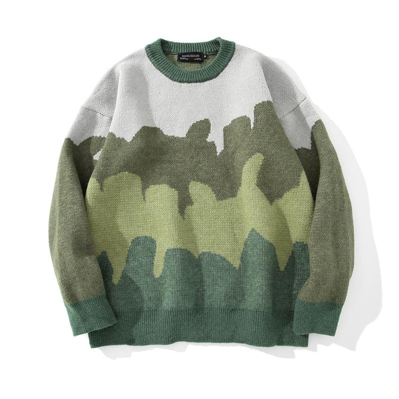 Autumn and Winter Oversize Knitting Sweater Color Matching Jumper Clothes Loose Casual Student Girls Sweaters Women Color Stitching Knit Pullover Tops