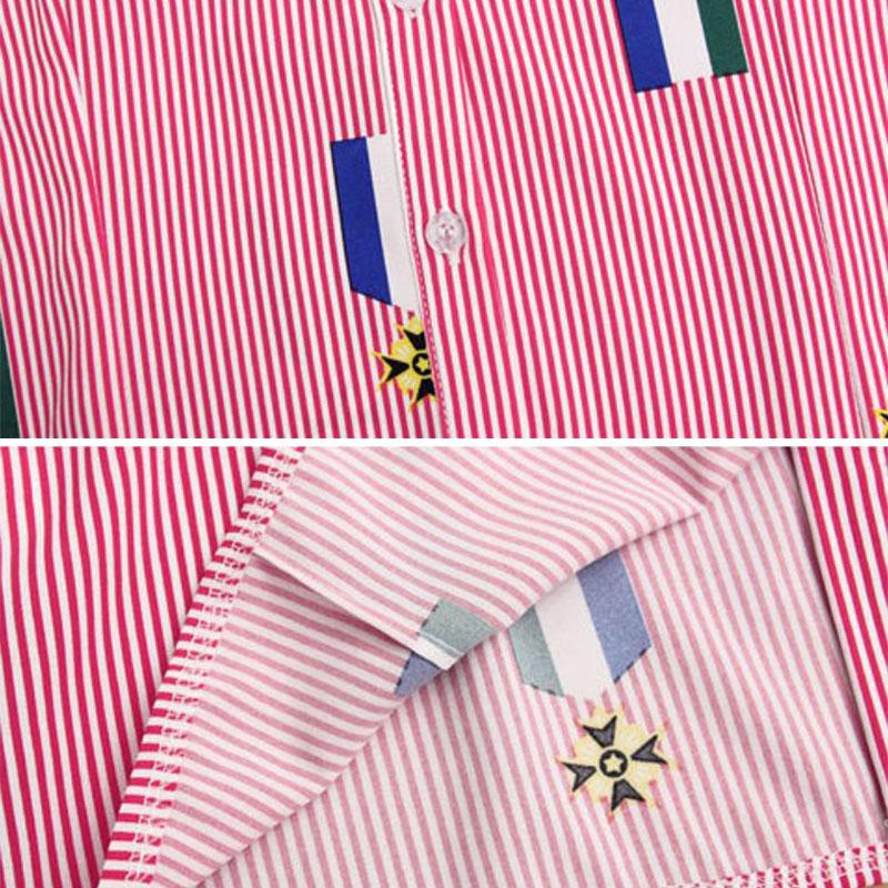 Women Striped Printed Shirt Slim Bottoming Shirt Summer Casual Thin Cardigan