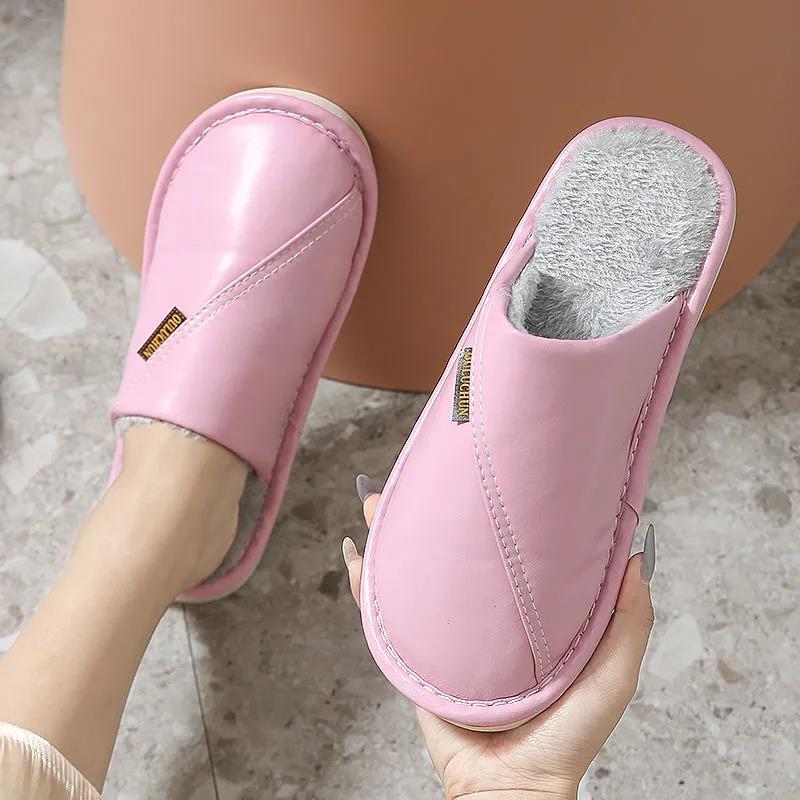 Autumn and Winter Pure Cotton Slippers Indoor Non-slip Soft-soled Shoes Warm Simple Plush Cotton Shoes