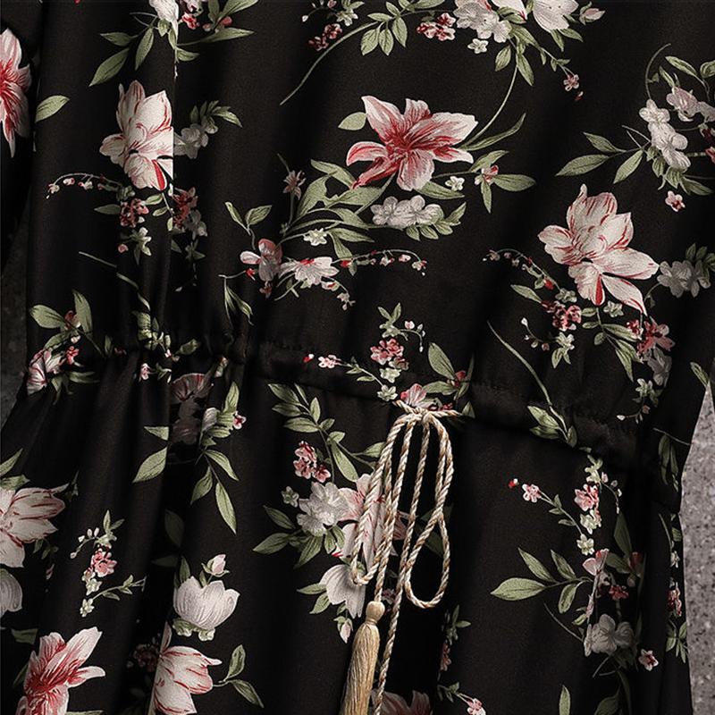 Large Size Floral Dress Women's Summer Dress Short Sleeve Printing Knee-length Daily Wear Office Dating Party