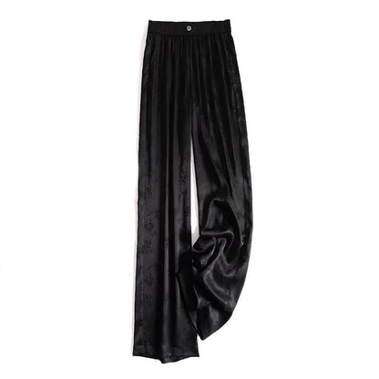 Women Loose Pants Black Plus Size Straight Casual Trousers Spring Autumn Fashion Floral High Waist Baggy Pants Women Bottoms