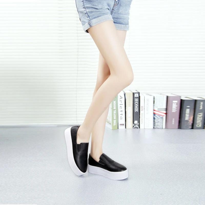 Women's Leather Thick-soled White Shoes Casual Shoes Spring and Summer All-match One-step Lazy Single Shoes Platform Female Student Shoes