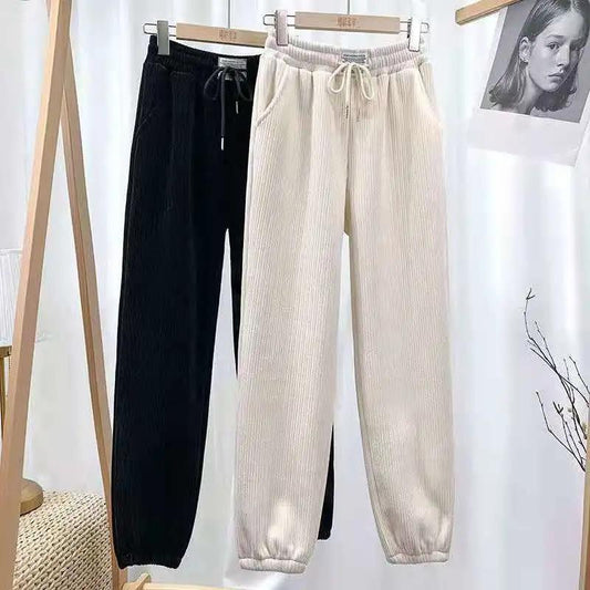 Chenille Harlan Pants Women's Autumn and Winter New High-waisted Thin Loose Foot Guard Pants All-match Casual Sports Pants