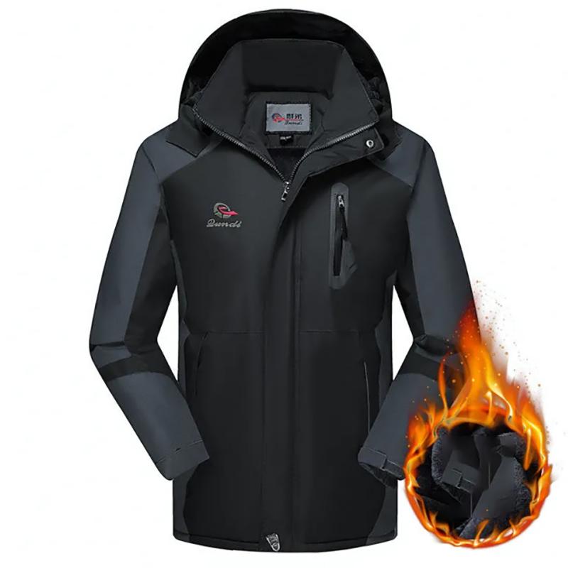 Men's Jacket Windproof Waterproof and Velvet Thick Hooded Sports Casual Jacket Autumn and Winter