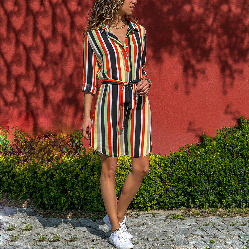 WTEMPOWomen Summer Striped Shirt Dress Ladies Casual Long Sleeve Loose Beach Dresses 2019 Autumn Fas