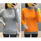Women  Fleece Sweater Autumn and Winter Warm Knit Sweater Thick High Neck Pullover Sweater Stretch Slim Bottoming Shirt