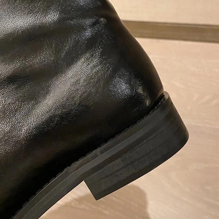 Thigh High Boots Women Winter Shoes Plush Warm Fur Boots Black Leather Snow Boots Fashion Goth Punk Flat Platform Shoes