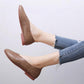 Retro Flat-bottomed Grandma Shoes Women's Soft Leather Lazy Pedal Peas Shoes Soft-soled Women's Oxford Leather Shoes Breathable