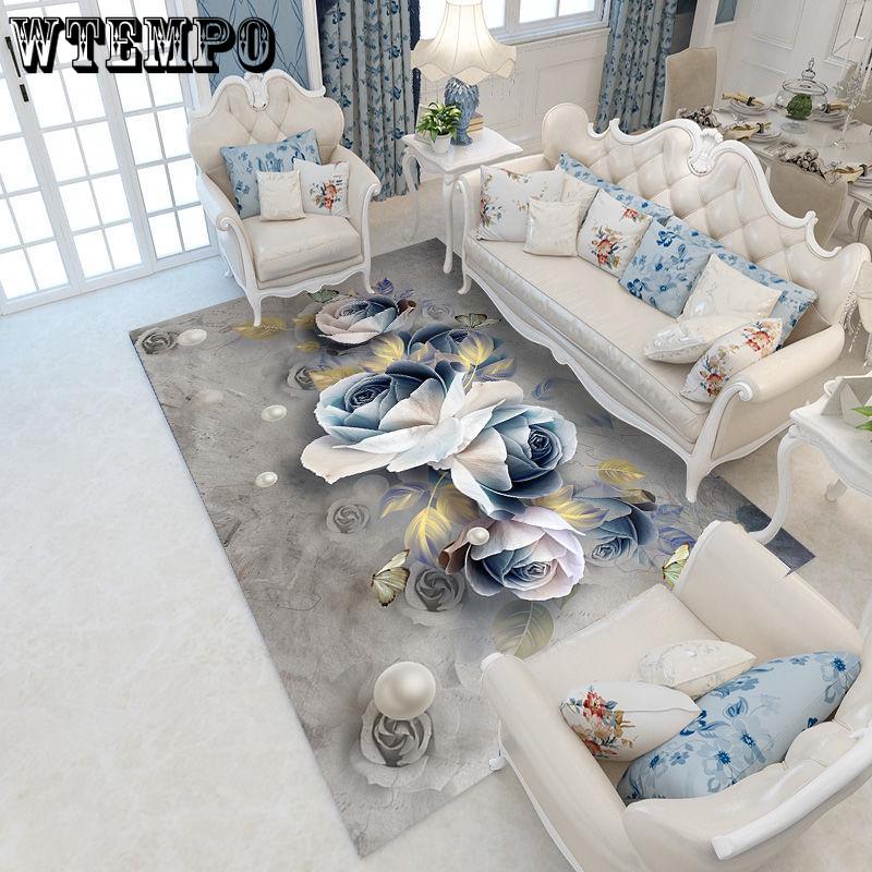 3D Peacock Carpet for Living Room Flower Printed Sofa Large Carpets Bedroom Floor Mats Area Rugs
