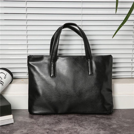 Business Briefcase Men Black PU Leather Large Capacity Anti-theft Handbag Shoulder Bags Computer Bag