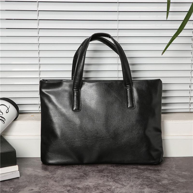 Business Briefcase Men Black PU Leather Large Capacity Anti-theft Handbag Shoulder Bags Computer Bag