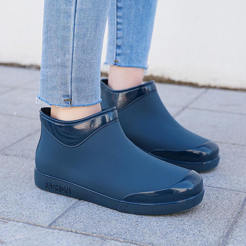 Fashion All-match Rain Boots Ladies Short Rain Boots Low-cut Non-slip Waterproof Work Shoes Kitchen Shoes Four Seasons Water Shoes