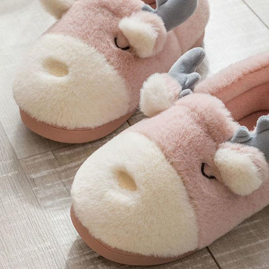 Female Winter Home Cute Cartoon Cotton Slippers Women Warm Indoor Soft Bottom Anti-skid Cotton Slippers