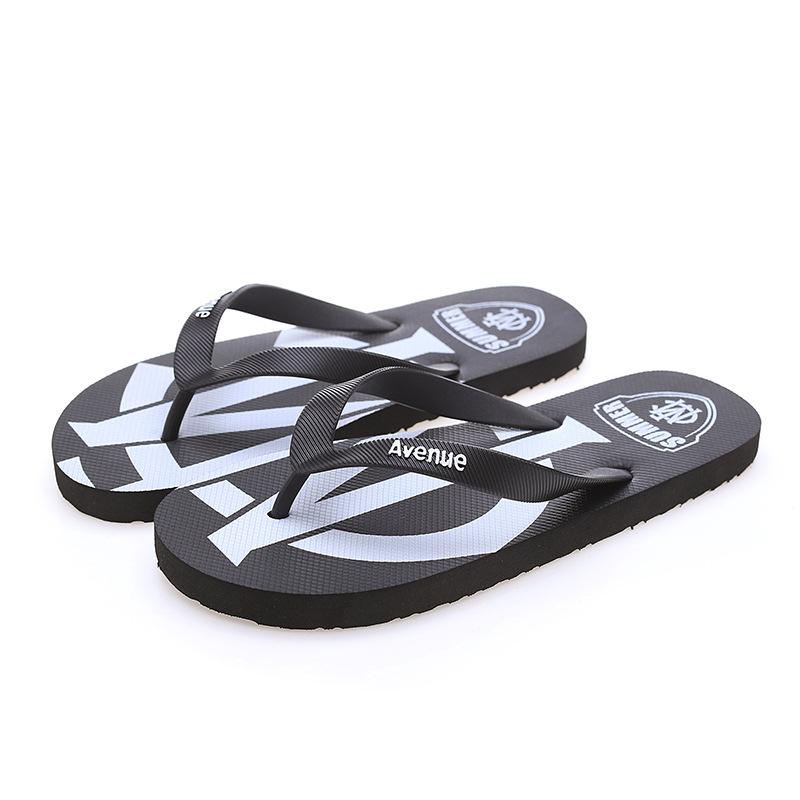 Designer Printed Black Men's Flip-Flops Soft Comfortable Non Slip Summer Beach Slippers Men Couple Outdoor Flat Mens Slippers
