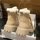 Women's Autumn and Winter Martin Boots Female Plus Size Low Thick Heel Plush Warm Short Boots