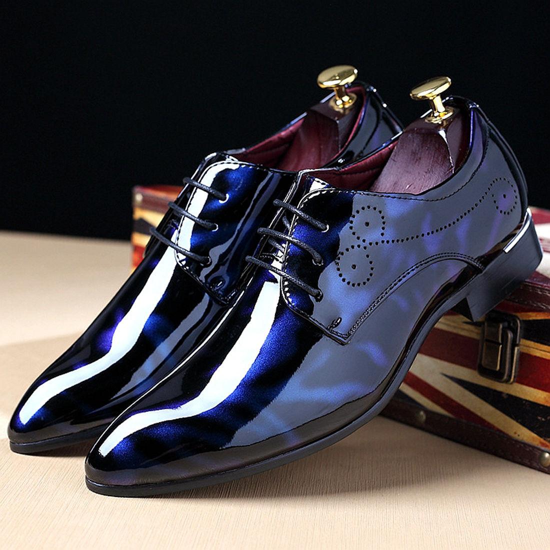 Men's Bright Business Suits Colorful Leather Shoes Hair Stylist Trendy Shoes New Best Man Shoes Patent Leather Nightclubs British Pointed Shoes