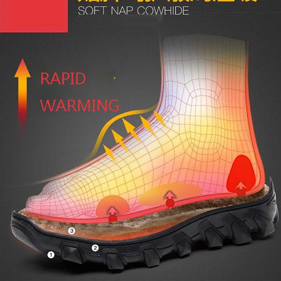 Leather Snow Boots Men Winter Plus Velvet High-top Boots Waterproof Non-slip Warm Work Boots