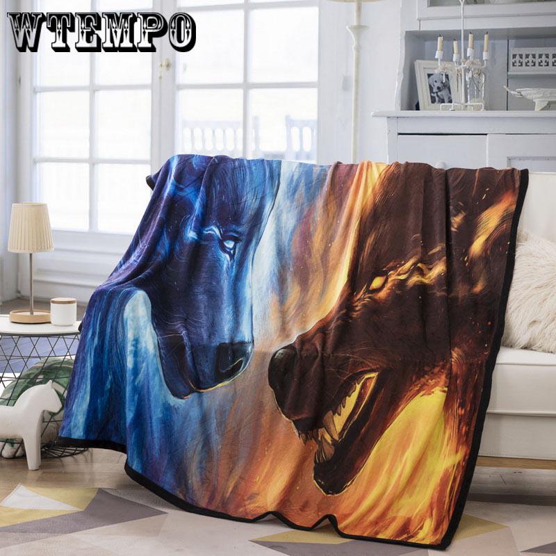 Feather Wolf Pattern  Fleece Blankets Keep Warm Bed Sheets Towels The Throws