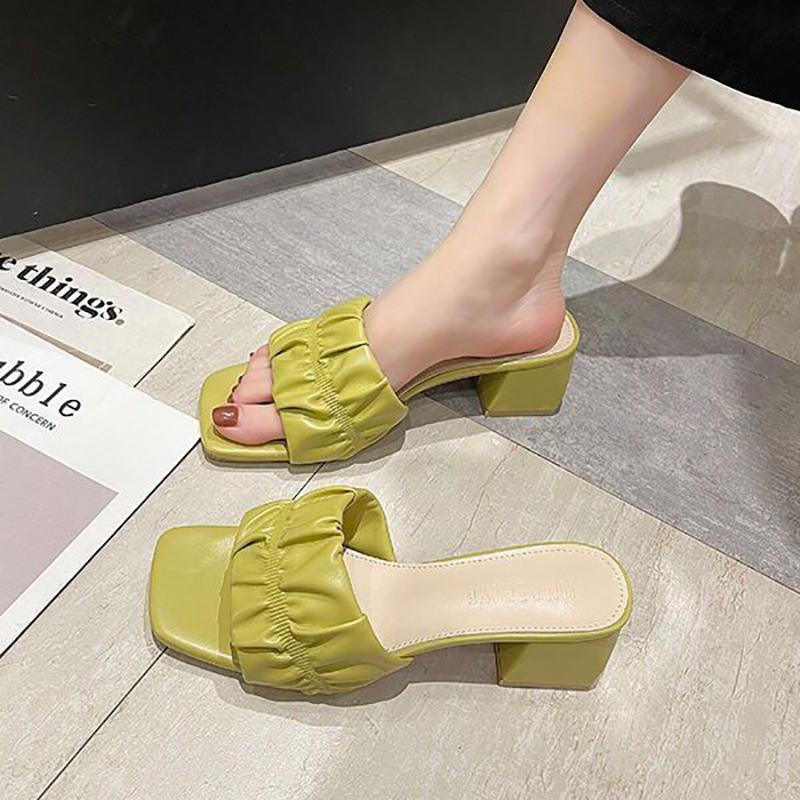 Sandals and Slippers Women's Summer Wear Fashion Semi-slippers Stiletto White High Heels Design Niche