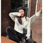 Yarn Knitted Sweater Women Fall Korean Style Cartoon Winnie The Pooh Pullover Black Knitwear