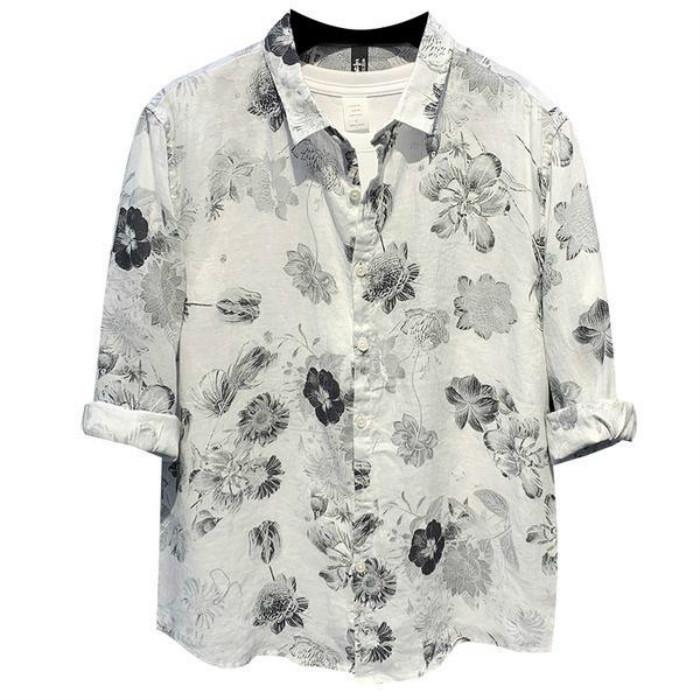 Summer Mid-sleeve Loose Fun Printing All-match Men's Short-sleeved Shirt Casual Comfortable Shirt