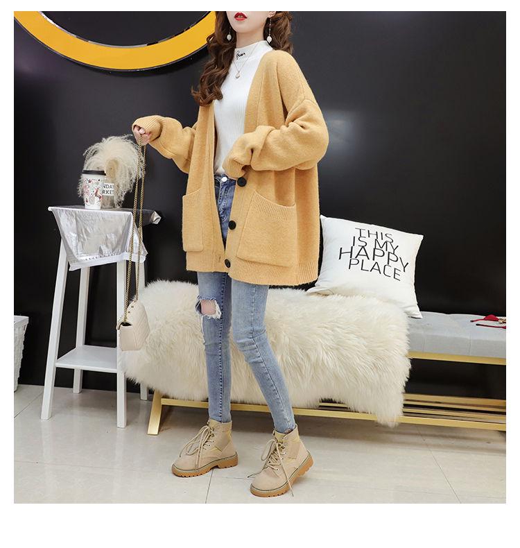 Autumn Sweater Cardigans Women V Neck Open Stitch Loose Sweater Jacket Cheap Clothes Lady Knit Coat