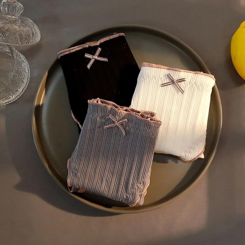 3-Pack Ladies Sexy Seamless Panties Mid-waist Antibacterial Inner Crotch Breathable Student Girl Briefs