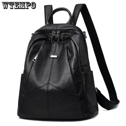 Backpack Female Trend Korean Wild Fashion Travel Bag Pu Soft Leather Lady Bag School Bag Backpack Female