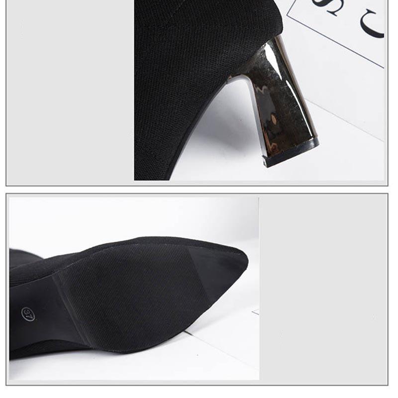 Women's Boots Winter Pointed Side Zipper Fine Heel High Heel Women's Mid Boots Plus Size Women Shoes