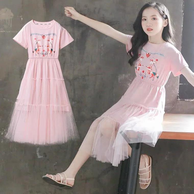 Girls' Summer Clothes Children's Clothes Western Style Net Red Dress Summer Big Boy Girl Princess Skirt Summer Style