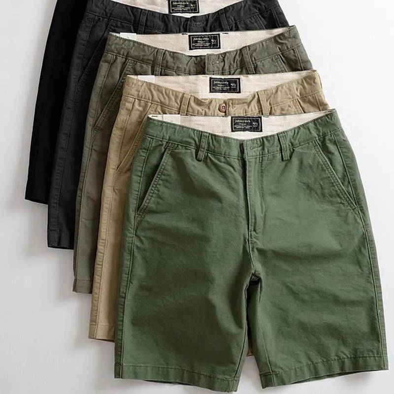 Summer Casual Shorts Men's Texture Slim Fit Trend Five-point Pants Men's All-match Straight Workwear Five-point Pants