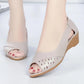 Real Soft Leather Sandals Women Summer Tendon Sole Wedge Sandals Soft Sole Comfortable New Fish Mouth Women's Shoes