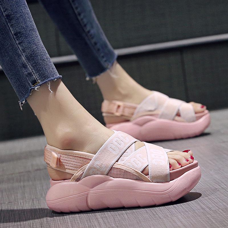 Sports Sandals 2020 Summer Women's Shoes European Station Thick Bottom Muffin Daddy Wild Velcro Roman Shoes Tide