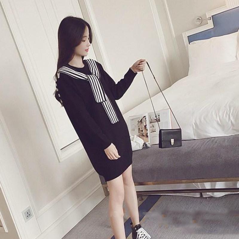 Knitted Dress Women Spring and Autumn Women's Fit Inside A Sweater Dress Mid-length Temperament Skirt
