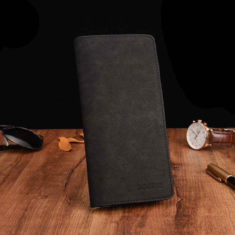 Long Wallet Men Women Anti-theft Waterproof Matte Leather Mobile Phone Card Package Clutch Coin Bag