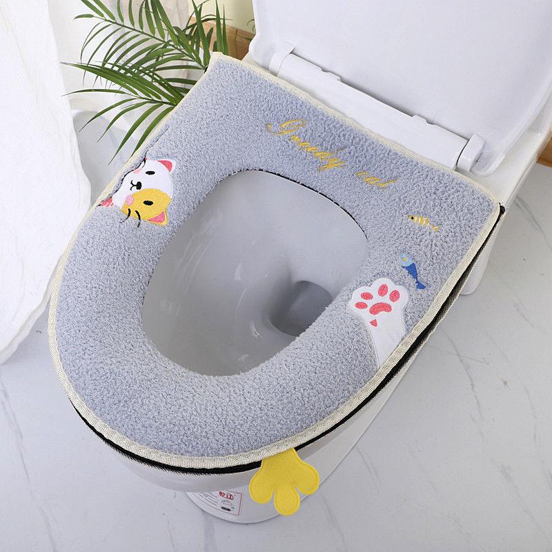 Toilet Seat Cushion Comfortable and Warm Plush Toilet Cover Washable and Removable Toilet Cover for All Seasons